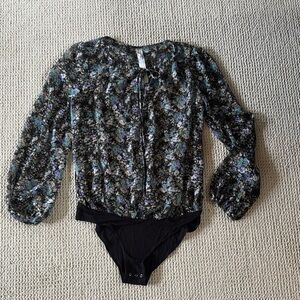 Free People Floral Sheer Bodysuit Size XS